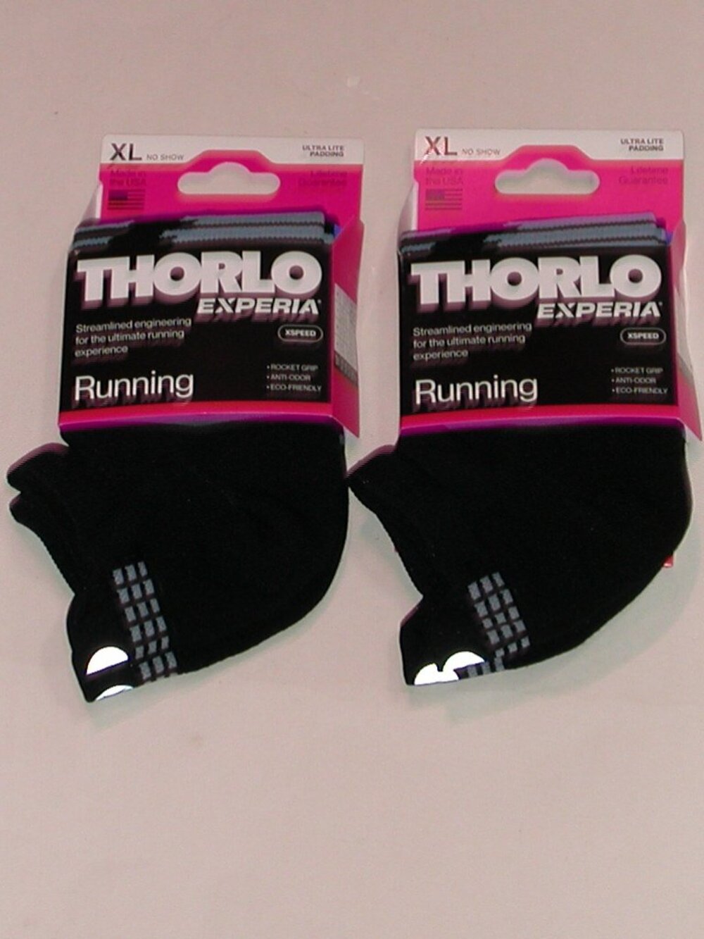 2 Pairs Thorlo Experia X SPEED Running Ultra Light No Show Sock Men's XL Black